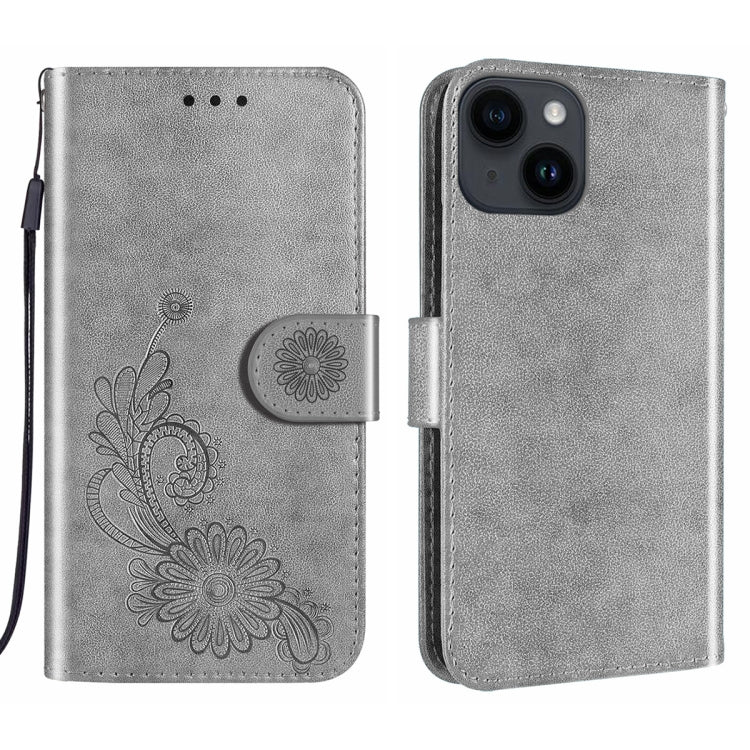 For iPhone 14 / 13 Lace Lotus Embossing Flip Leather Phone Case