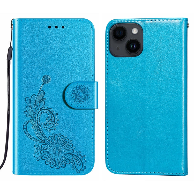 For iPhone 14 / 13 Lace Lotus Embossing Flip Leather Phone Case