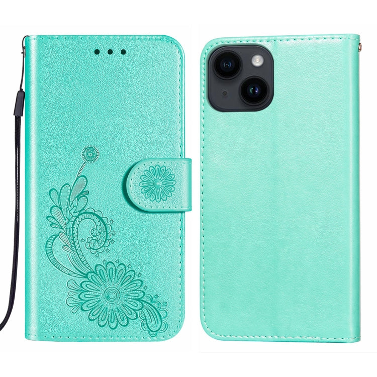 For iPhone 14 / 13 Lace Lotus Embossing Flip Leather Phone Case