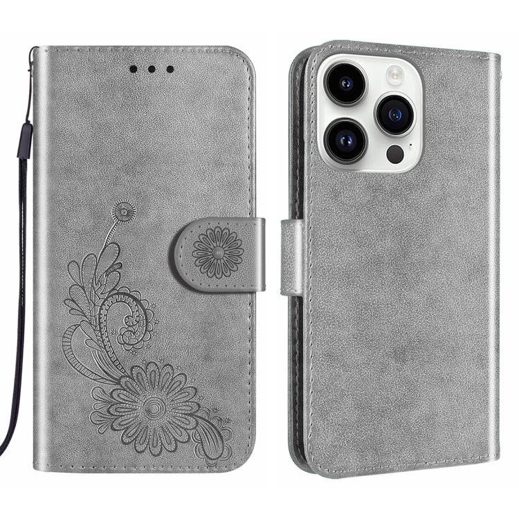For iPhone 14 Pro Lace Lotus Embossing Flip Leather Phone Case