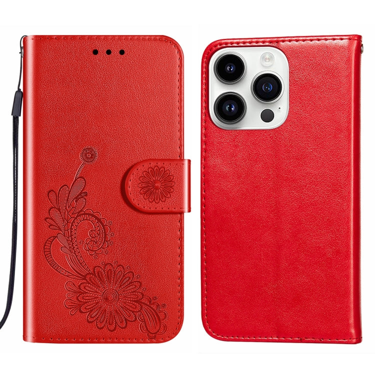 For iPhone 14 Pro Max Lace Lotus Embossing Flip Leather Phone Case