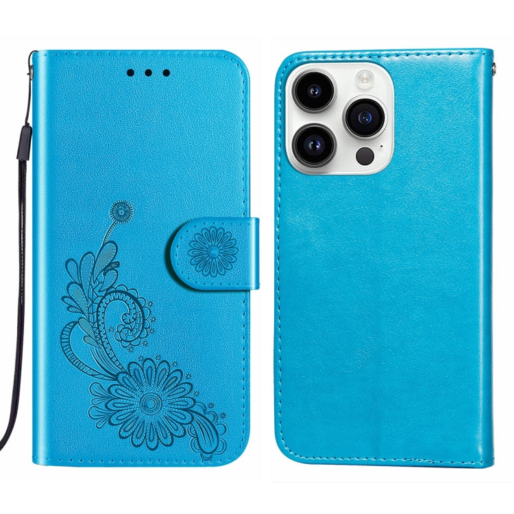For iPhone 14 Pro Max Lace Lotus Embossing Flip Leather Phone Case