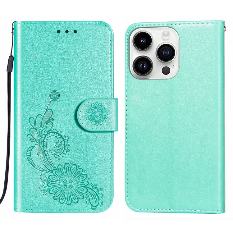 For iPhone 14 Pro Max Lace Lotus Embossing Flip Leather Phone Case