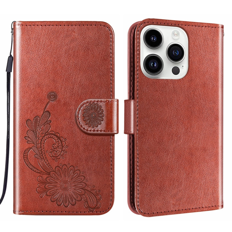 For iPhone 14 Pro Max Lace Lotus Embossing Flip Leather Phone Case