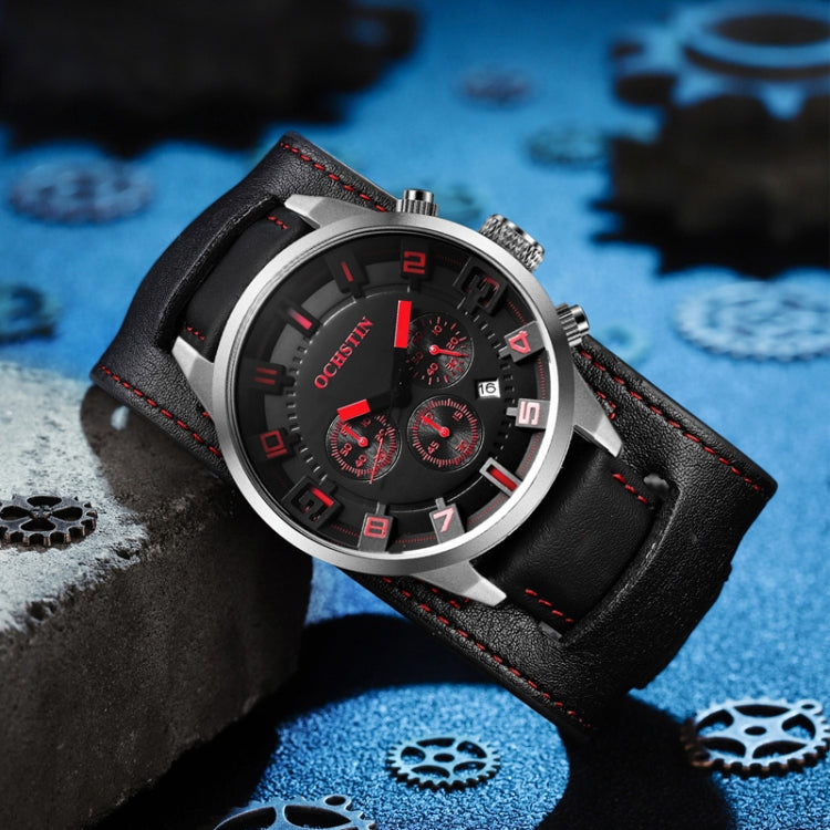 Ochstin 7236 Multifunctional Business Leather Wrist Wrist Waterproof Quartz Watch