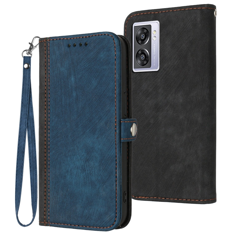For OPPO A57 5G 2022 Side Buckle Double Fold Hand Strap Leather Phone Case