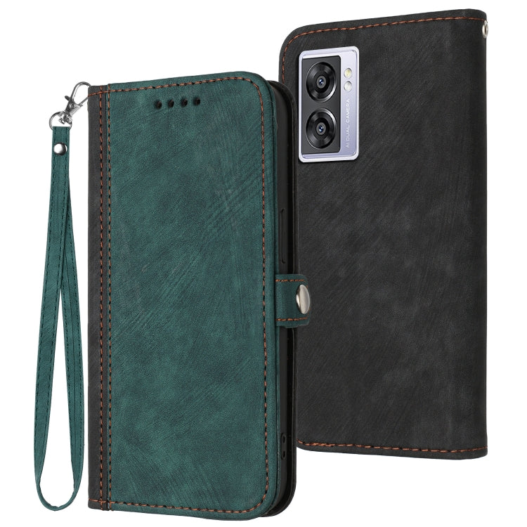 For OPPO A57 5G 2022 Side Buckle Double Fold Hand Strap Leather Phone Case