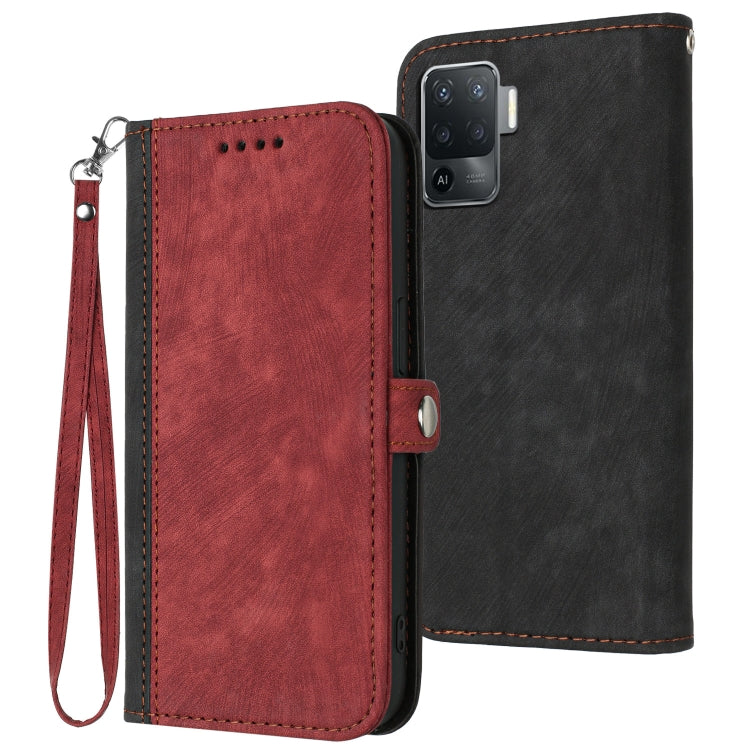 For OPPO A94 4G / F19 Pro Side Buckle Double Fold Hand Strap Leather Phone Case