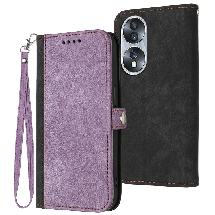 For Honor 70 Pro Side Buckle Double Fold Hand Strap Leather Phone Case