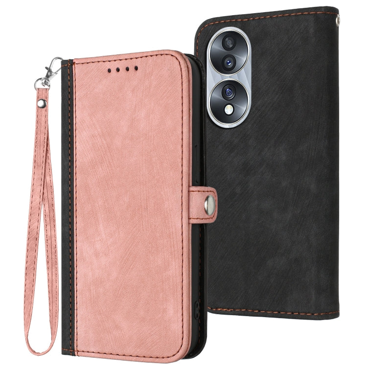 For Honor 70 Pro Side Buckle Double Fold Hand Strap Leather Phone Case