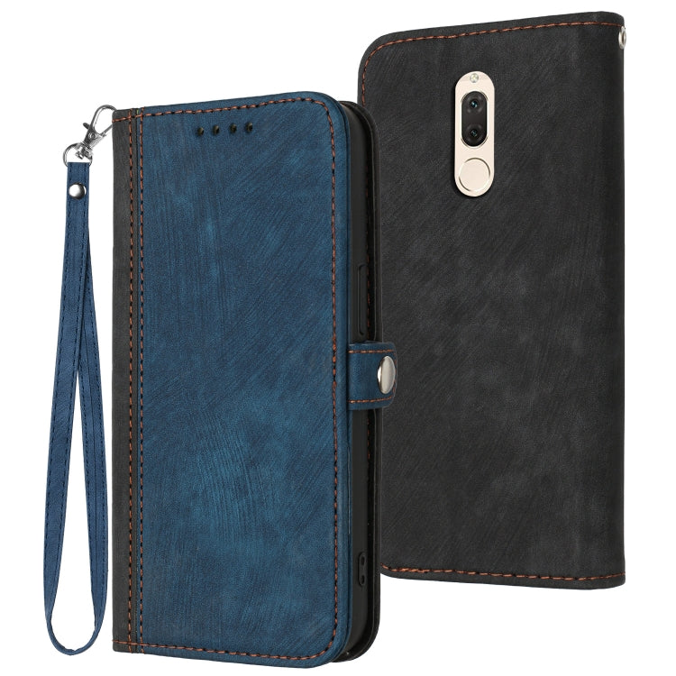 For Huawei Mate 10 Lite Side Buckle Double Fold Hand Strap Leather Phone Case