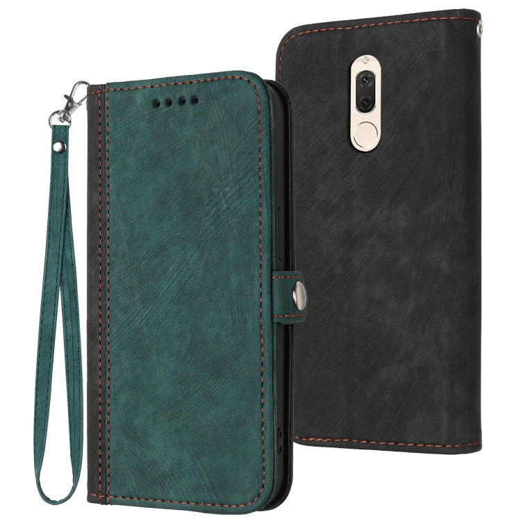 For Huawei Mate 10 Lite Side Buckle Double Fold Hand Strap Leather Phone Case