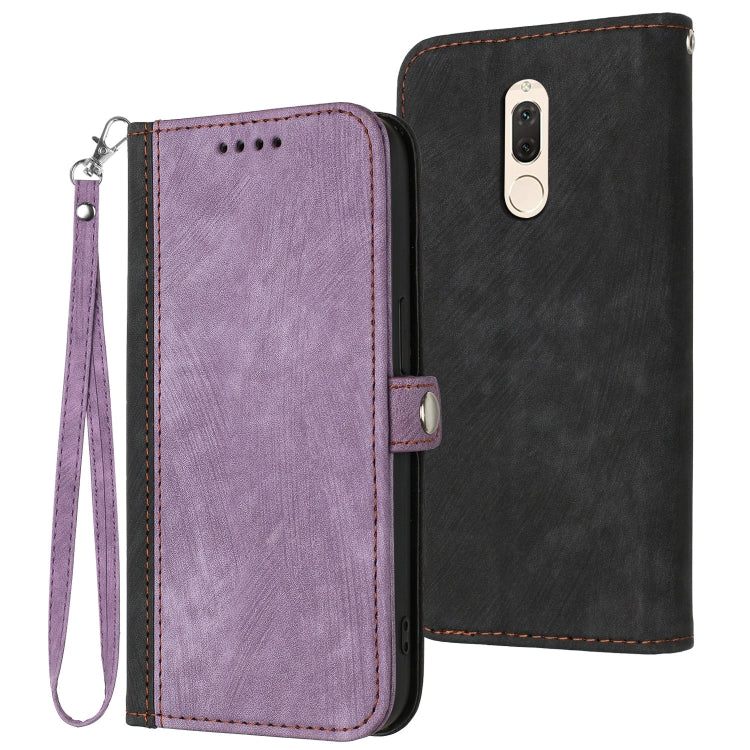 For Huawei Mate 10 Lite Side Buckle Double Fold Hand Strap Leather Phone Case