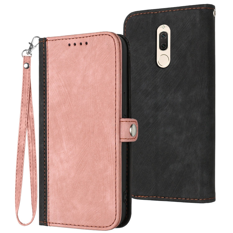For Huawei Mate 10 Lite Side Buckle Double Fold Hand Strap Leather Phone Case