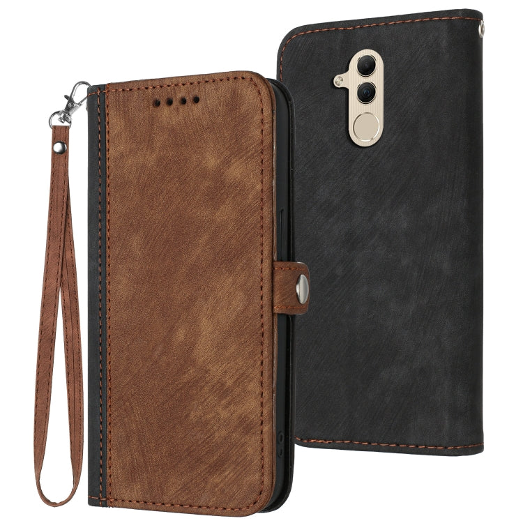 For Huawei Mate 20 Lite Side Buckle Double Fold Hand Strap Leather Phone Case