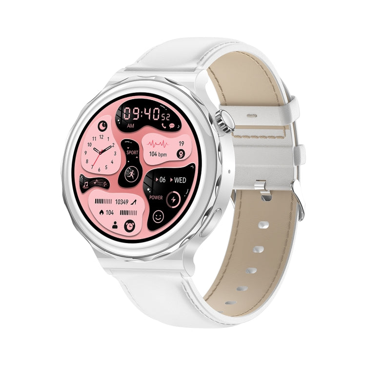 Ochstin 5HK43 1.32 inch Round Screen Smart Watch Supports Bluetooth Call Function/Blood Oxygen Monitoring, Strap:Leather