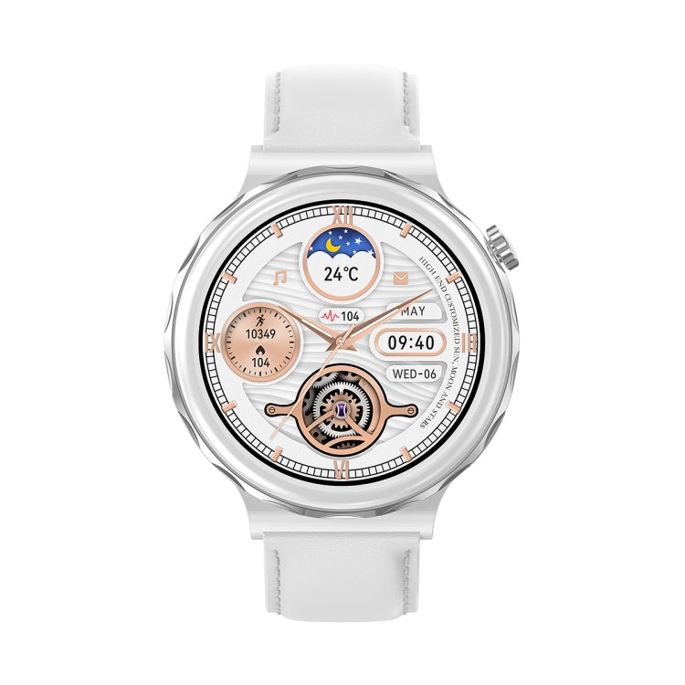 Ochstin 5HK43 1.32 inch Round Screen Smart Watch Supports Bluetooth Call Function/Blood Oxygen Monitoring, Strap:Leather