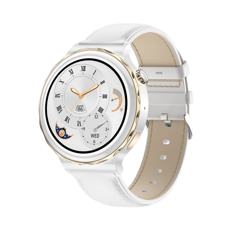 Ochstin 5HK43 1.32 inch Round Screen Smart Watch Supports Bluetooth Call Function/Blood Oxygen Monitoring, Strap:Leather