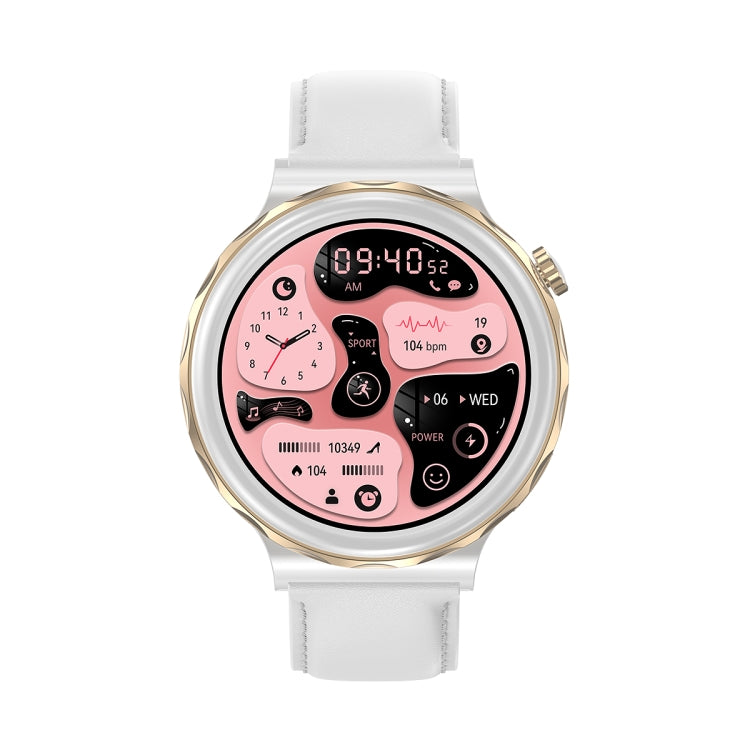 Ochstin 5HK43 1.32 inch Round Screen Smart Watch Supports Bluetooth Call Function/Blood Oxygen Monitoring, Strap:Leather