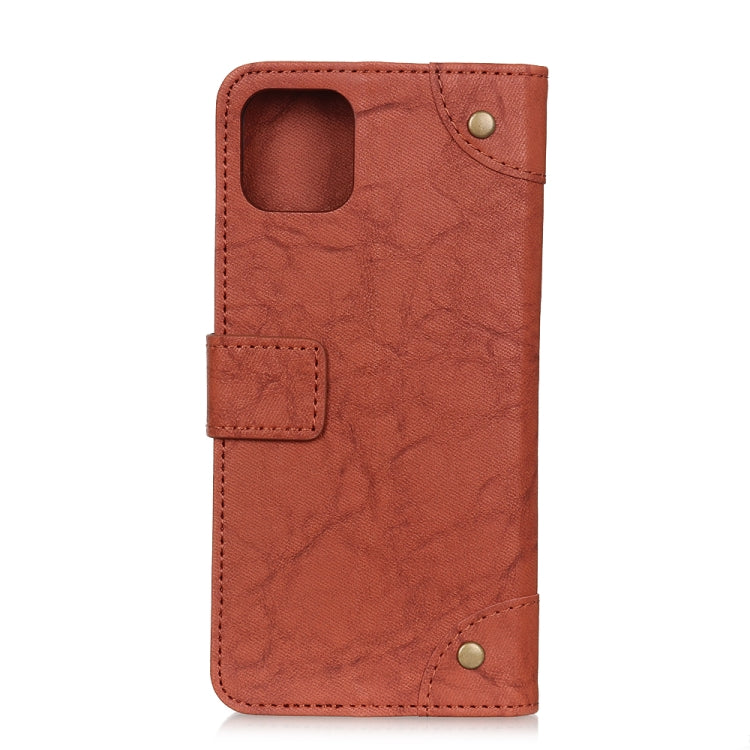 For OPPO A92s Copper Buckle Retro Crazy Horse Texture Horizontal Flip Leather Case with Holder & Card Slots & Wallet