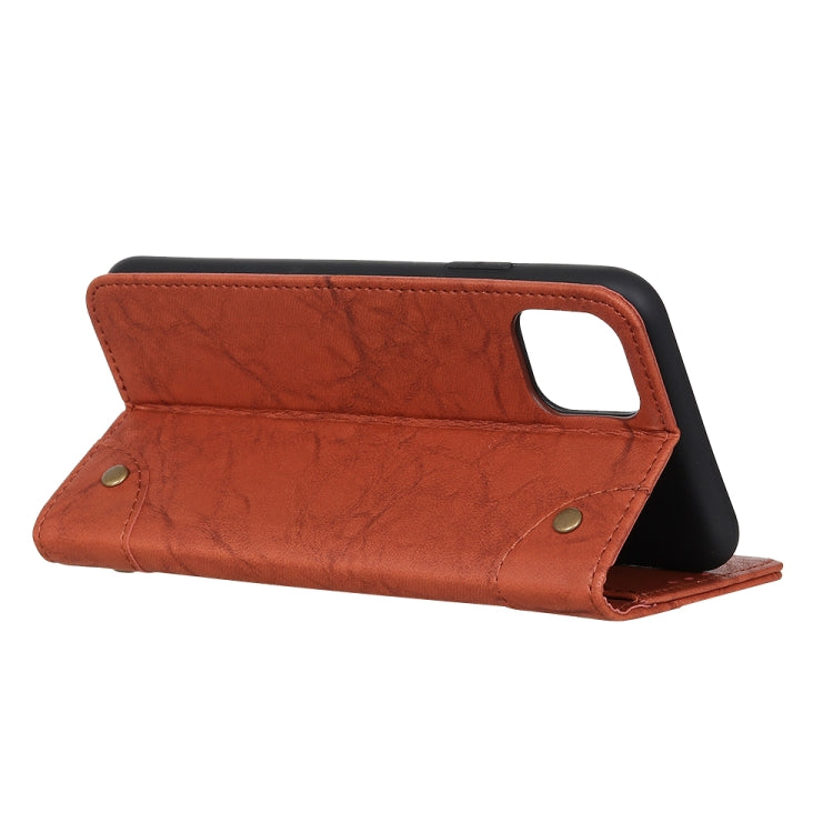 For OPPO A92s Copper Buckle Retro Crazy Horse Texture Horizontal Flip Leather Case with Holder & Card Slots & Wallet