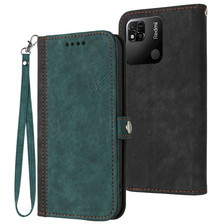 For Xiaomi Redmi 9C Side Buckle Double Fold Hand Strap Leather Phone Case