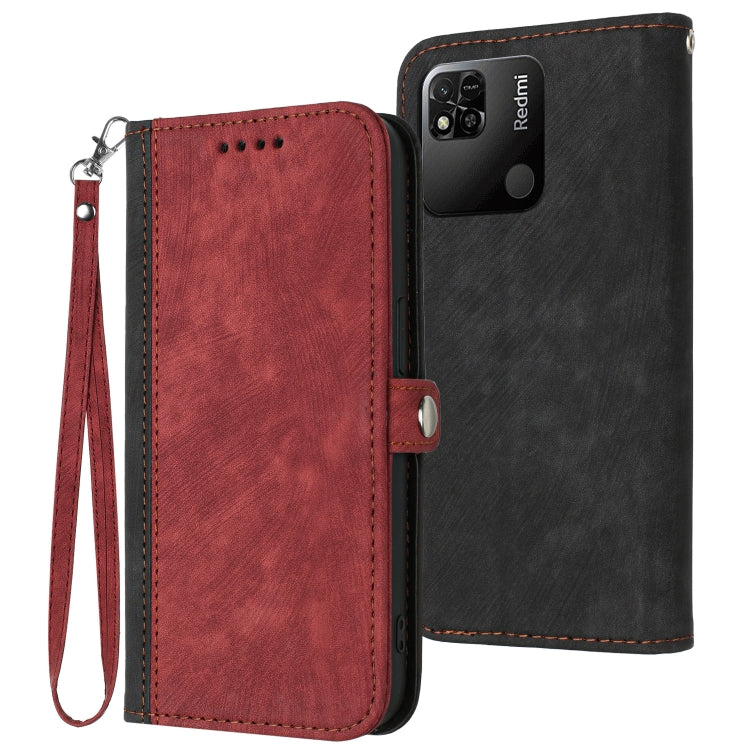 For Xiaomi Redmi 10A Side Buckle Double Fold Hand Strap Leather Phone Case