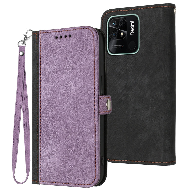 For Xiaomi Redmi 10C Side Buckle Double Fold Hand Strap Leather Phone Case