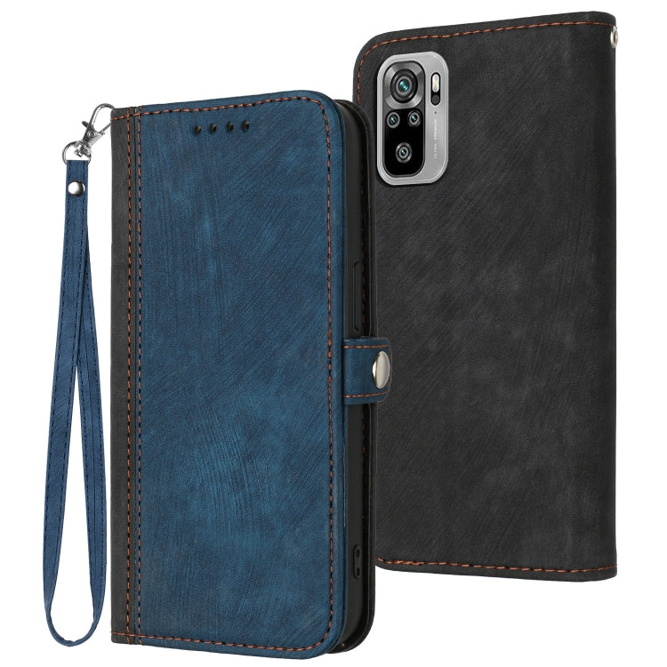 For Xiaomi Redmi Note 10 4G / 10S Side Buckle Double Fold Hand Strap Leather Phone Case