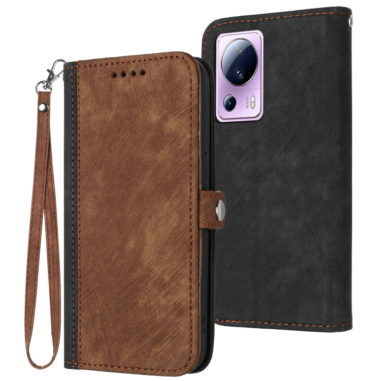 For Xiaomi Civi 2 Side Buckle Double Fold Hand Strap Leather Phone Case