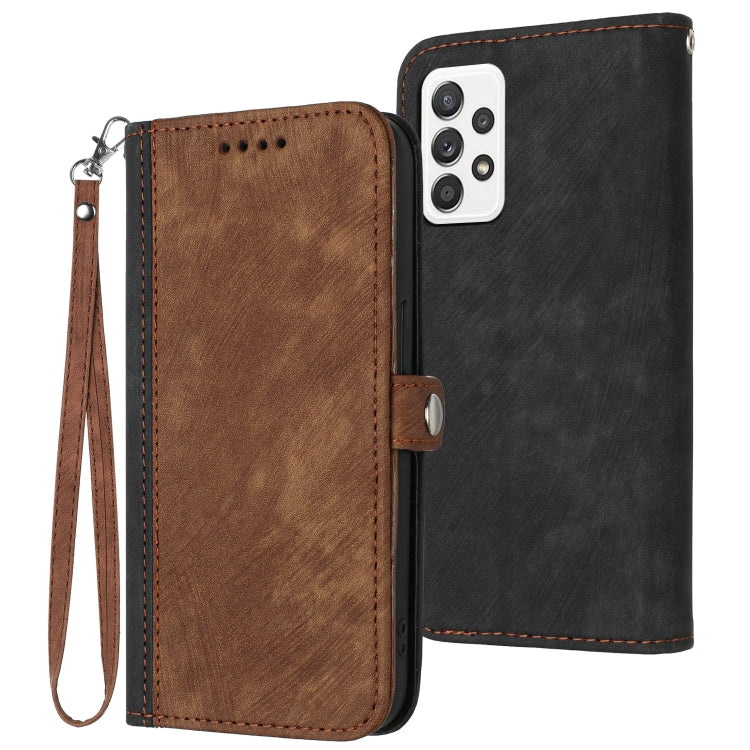 For Samsung Galaxy A32 4G Side Buckle Double Fold Hand Strap Leather Phone Case