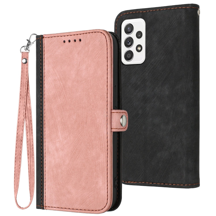 For Samsung Galaxy A33 5G Side Buckle Double Fold Hand Strap Leather Phone Case