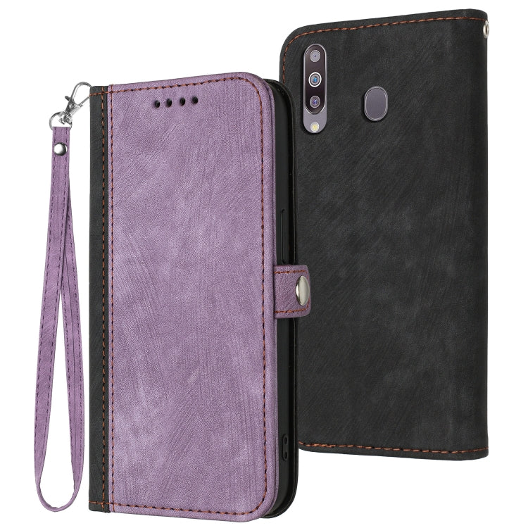 For Samsung Galaxy A20s Side Buckle Double Fold Hand Strap Leather Phone Case