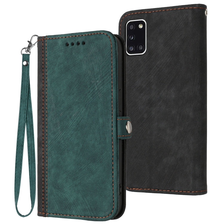 For Samsung Galaxy A31 Side Buckle Double Fold Hand Strap Leather Phone Case