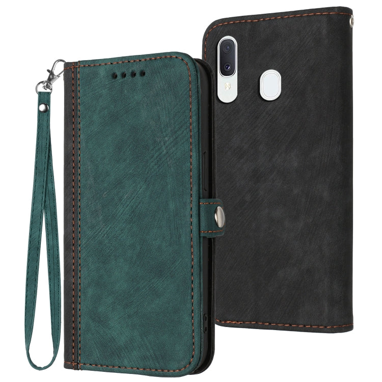 For Samsung Galaxy A40 Side Buckle Double Fold Hand Strap Leather Phone Case