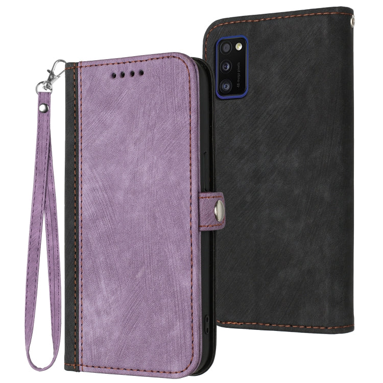 For Samsung Galaxy A41 Side Buckle Double Fold Hand Strap Leather Phone Case