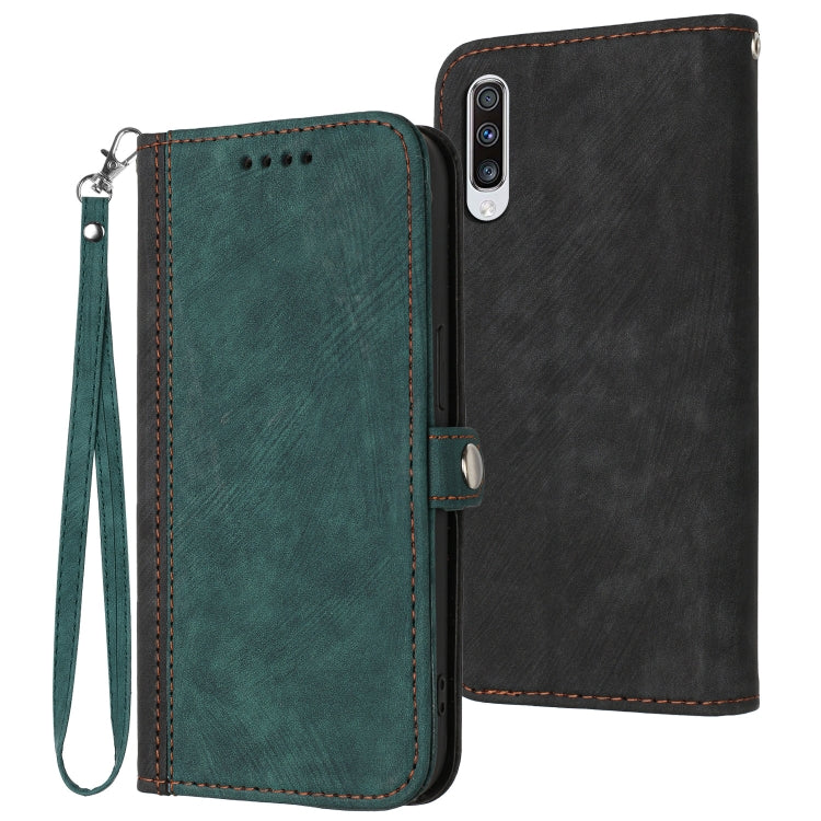 For Samsung Galaxy A50 Side Buckle Double Fold Hand Strap Leather Phone Case