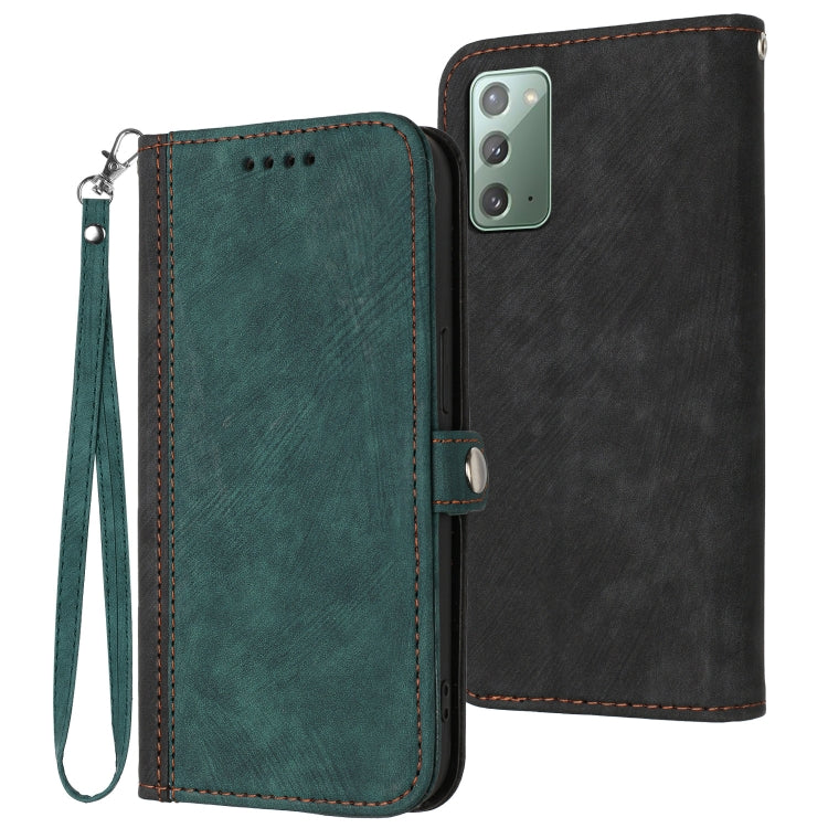 For Samsung Galaxy Note20 Side Buckle Double Fold Hand Strap Leather Phone Case