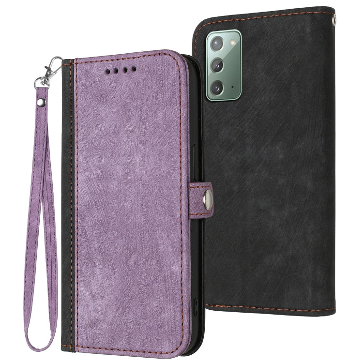 For Samsung Galaxy Note20 Side Buckle Double Fold Hand Strap Leather Phone Case