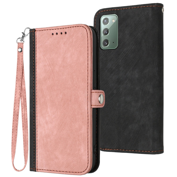 For Samsung Galaxy Note20 Side Buckle Double Fold Hand Strap Leather Phone Case