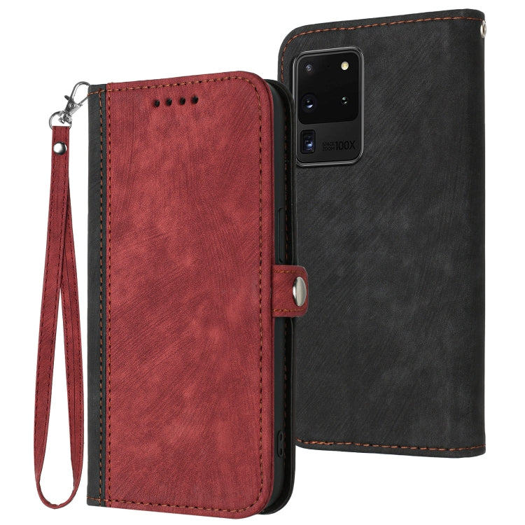 For Samsung Galaxy S21 Ultra 5G Side Buckle Double Fold Hand Strap Leather Phone Case