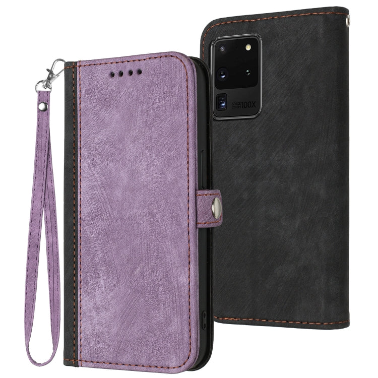 For Samsung Galaxy S21 Ultra 5G Side Buckle Double Fold Hand Strap Leather Phone Case