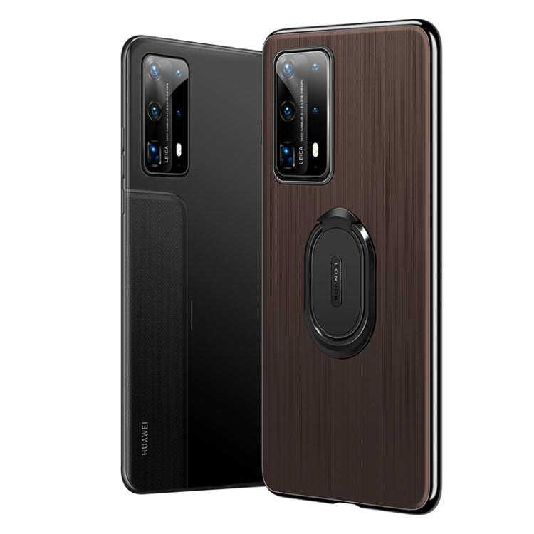 For Huawei P40 GKK Ultra-thin PC + Leather Protective Case with Magnetic Ring Holder