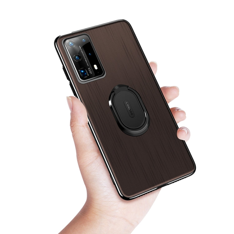 For Huawei P40 GKK Ultra-thin PC + Leather Protective Case with Magnetic Ring Holder
