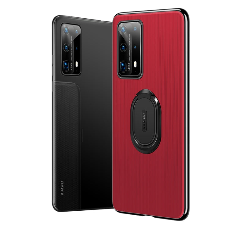 For Huawei P40 GKK Ultra-thin PC + Leather Protective Case with Magnetic Ring Holder