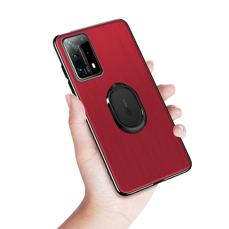 For Huawei P40 GKK Ultra-thin PC + Leather Protective Case with Magnetic Ring Holder