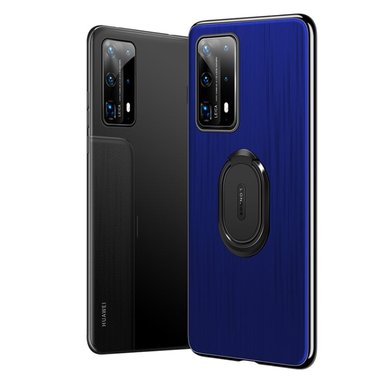 For Huawei P40 GKK Ultra-thin PC + Leather Protective Case with Magnetic Ring Holder