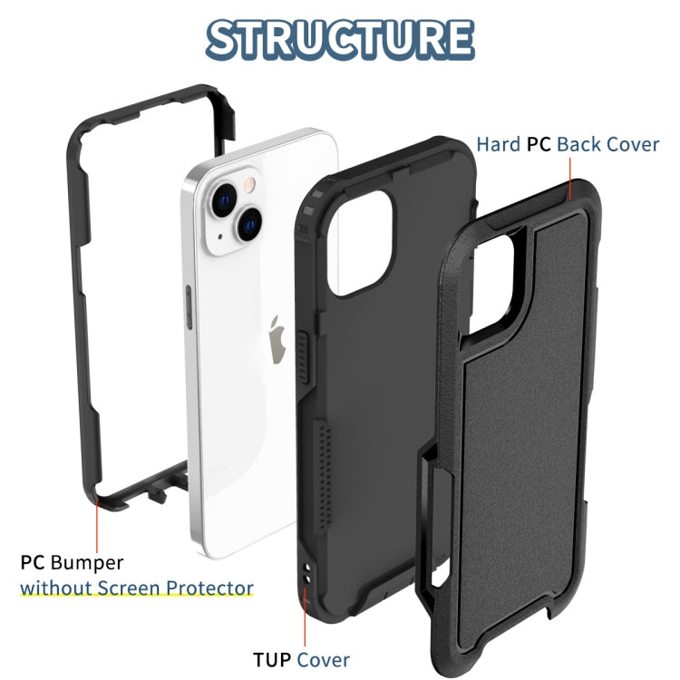 For iPhone 14 3 in 1 Soft TPU and Hard PC Phone Case
