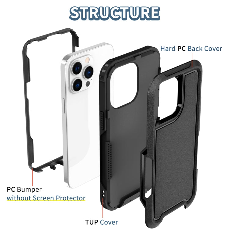 For iPhone 14 Pro 3 in 1 Soft TPU and Hard PC Phone Case