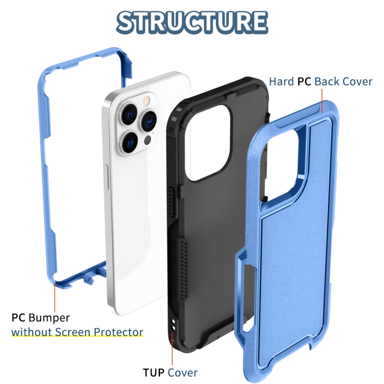 For iPhone 14 Pro Max 3 in 1 Soft TPU and Hard PC Phone Case